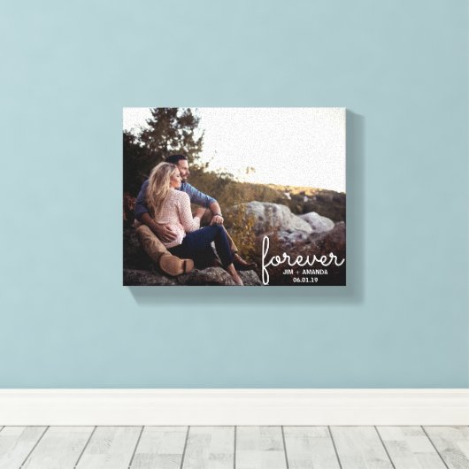 Forever Names Verloving trouwdatum Canvas Afdruk (Insitu (Houten vloer))