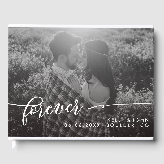 Forever Overlay White Script Fotobruiloft Gastenboek (Voorkant)