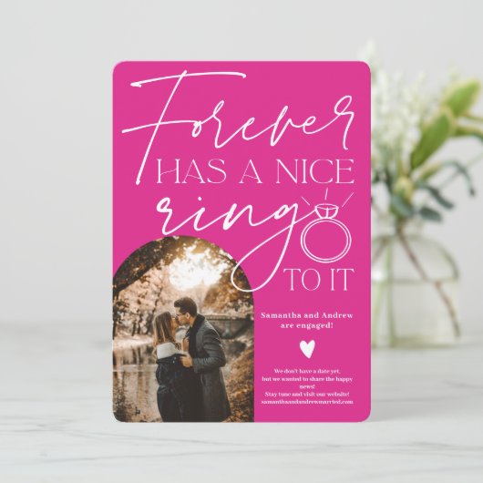 Forever Ring foto boog heet roze verloving Aankondiging (Staand voorkant)
