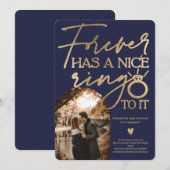 Forever ringfoto gouden marineblauw verloving aankondiging (Voorkant / Achterkant)