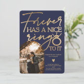 Forever ringfoto gouden marineblauw verloving aankondiging (Staand voorkant)