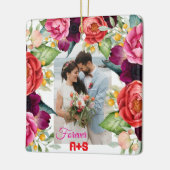 Forever Roos Bloemen Gepersonaliseerde Koppels Fot Keramisch Ornament (Links)