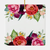 Forever Roos Bloemen Gepersonaliseerde Koppels Fot Keramisch Ornament (Achterkant)