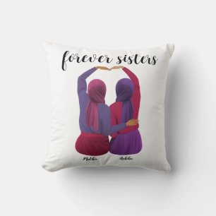 Forever Sisters Gepersonaliseerde Hijabi Gift Kussen
