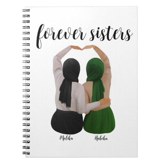 Forever Sisters Gepersonaliseerde Hijabi Gift Notitieboek (Voorkant)