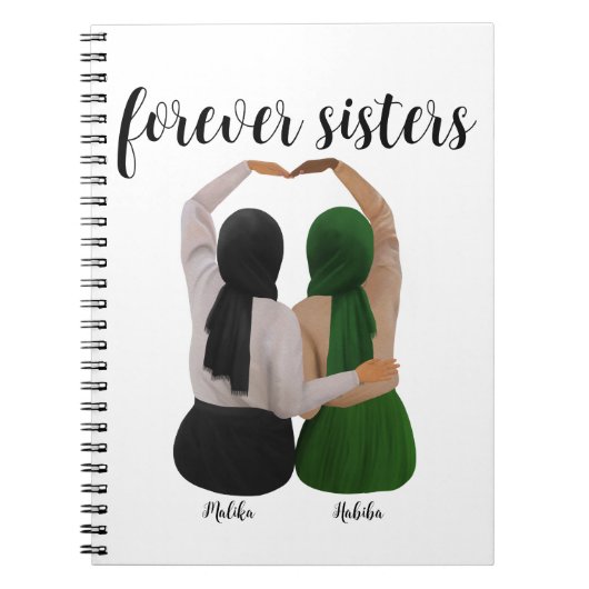 Forever Sisters Gepersonaliseerde Hijabi Gift Notitieboek (Voorkant)