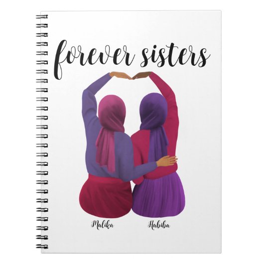 Forever Sisters Gepersonaliseerde Hijabi Gift Notitieboek (Voorkant)