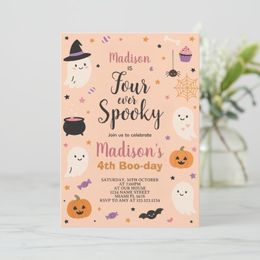 Forever Spooky Kinder Boo-Day verjaardagsuitnodigi Kaart (Staand voorkant)