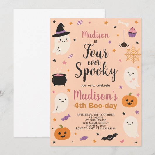 Forever Spooky Kinder Boo-Day verjaardagsuitnodigi Kaart (Voorkant / Achterkant)