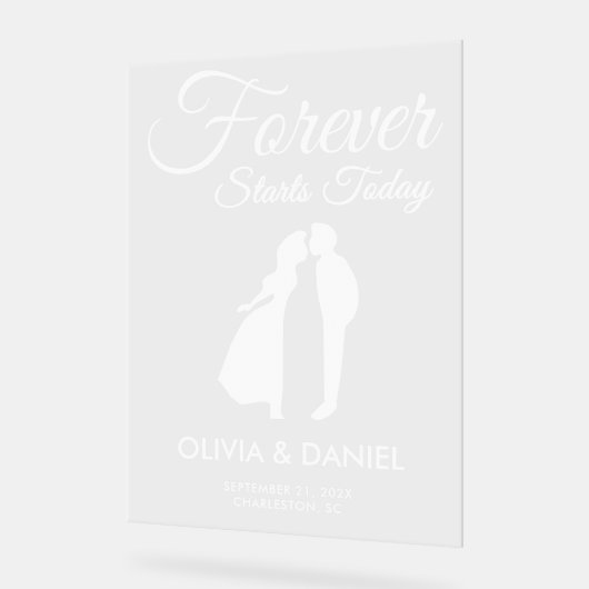 Forever start vandaag bruiloft welkom acryl bord (Hoek)