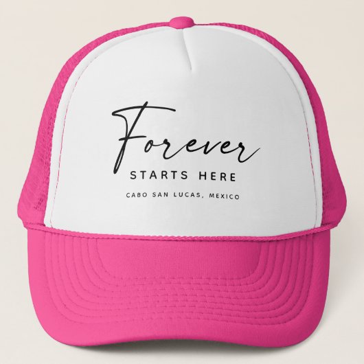 Forever Starts Here | Bride & Bridesmaid Party Trucker Pet (Voorkant)