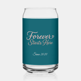Forever Starts Here Custom Date Blikvorm Glas