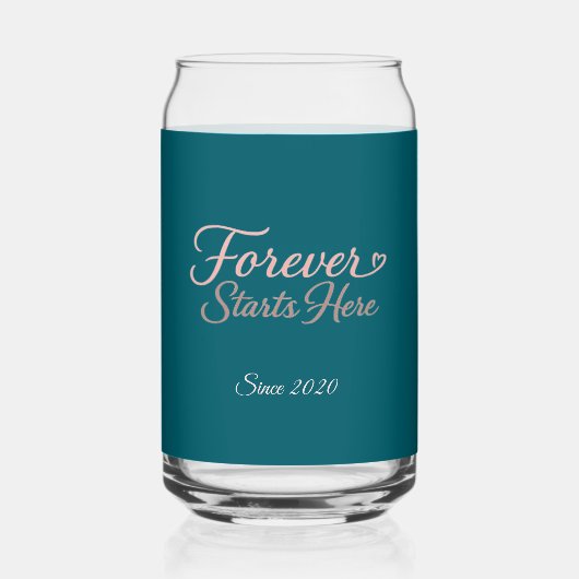 Forever Starts Here Custom Date  Blikvorm Glas (Voorkant)