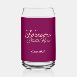 Forever Starts Here Custom Date Blikvorm Glas
