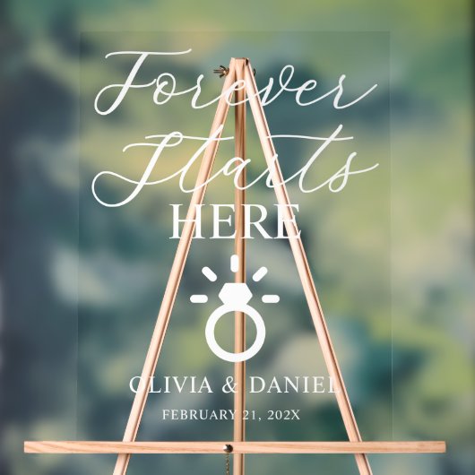 Forever Starts Here Custom Wedding Welcome Acryl Bord (Neutraal)