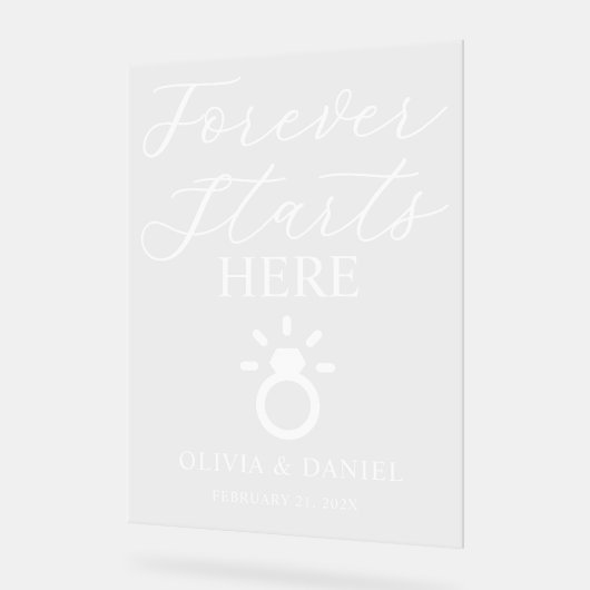 Forever Starts Here Custom Wedding Welcome Acryl Bord (Hoek)