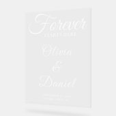 Forever Starts Here Elegant Wedding Welcome Acryl Bord (Hoek)