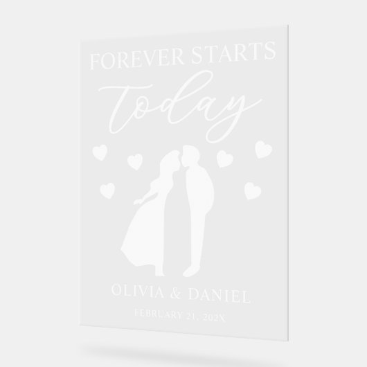 Forever Starts Today Personalized Wedding Acryl Bord (Hoek)