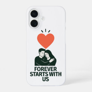 Forever Starts With Us – Romantic Starry Couple iPhone 16 Hoesje