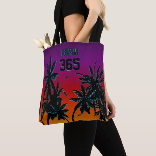 Forever Summer 365 Tahiti Sunset Black Palms Tote Bag (Dichtbij)