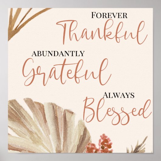 Forever Thankful Abundaneful Alway Bless Poster (Voorkant)