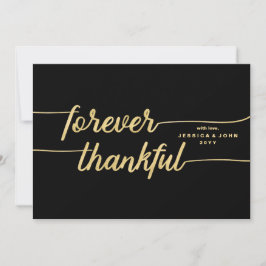 Forever Thankful Black en Gold Photo Wedding Bedankkaart
