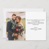 Forever Thankful Black en Gold Photo Wedding Bedankkaart (Achterkant)