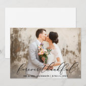 Forever Thankful Elegant Calligraphy Wedding Bedankkaart (Voorkant / Achterkant)