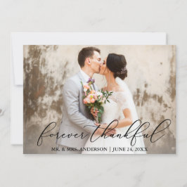 Forever Thankful Elegant Calligraphy Wedding Bedankkaart