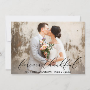 Forever Thankful Elegant Calligraphy Wedding Bedankkaart
