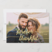 Forever Thankful Gold Calligraphy 2 Fotobruiloft Bedankkaart (Voorkant)