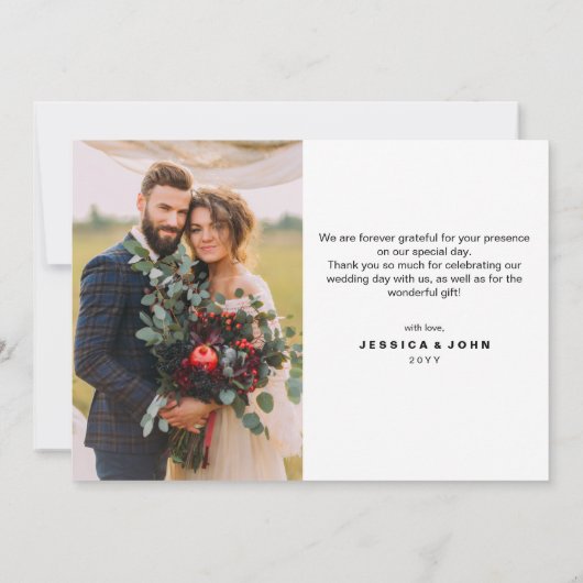 Forever Thankful Gold Calligraphy 2 Fotobruiloft Bedankkaart (Achterkant)