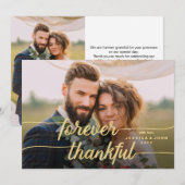 Forever Thankful Gold Calligraphy 2 Fotobruiloft Bedankkaart (Voorkant / Achterkant)