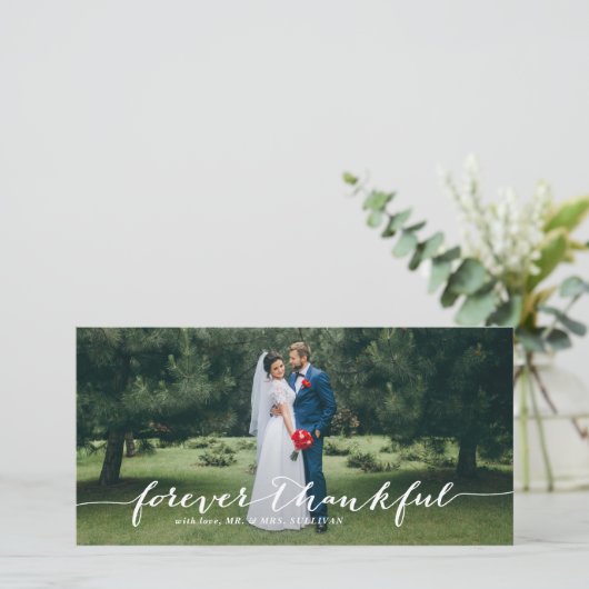 Forever Thankful Hand Lettered Weddenschap Bedankt (Staand voorkant)