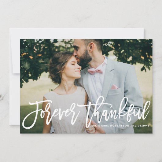 Forever Thankful Hand Lettered Weddenschap Bedankt (Voorkant)