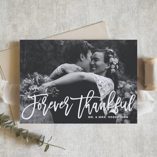 Forever Thankful Hand Lettered Weddenschap Bedankt