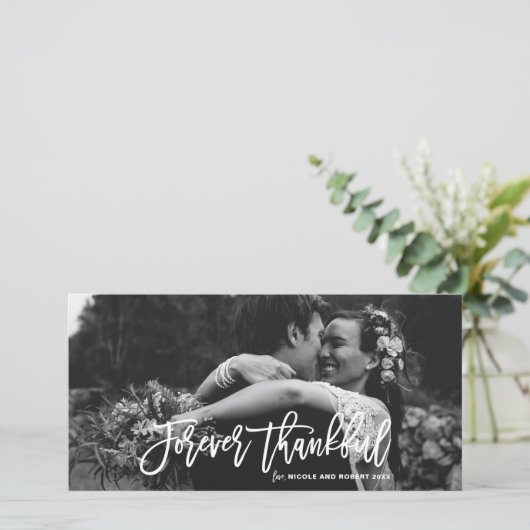 Forever Thankful Hand Lettered Weddenschap Bedankt (Staand voorkant)