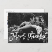 Forever Thankful Hand Lettered Weddenschap Bedankt Briefkaart (Voorkant / Achterkant)