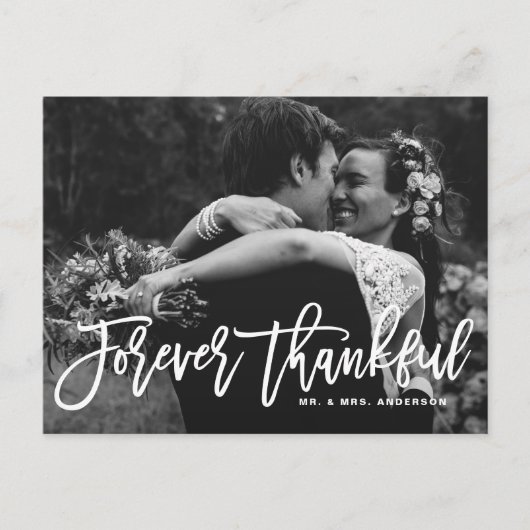 Forever Thankful Hand Lettered Weddenschap Bedankt Briefkaart (Voorkant)