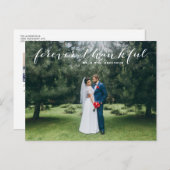 Forever Thankful Hand Lettered Weddenschap Bedankt Briefkaart (Voorkant / Achterkant)