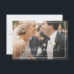 FOREVER THANKFUL | Legante bruiloft Bedankkaart<br><div class="desc">Een elegante trouwfotokaart met een prachtig afbeelding van de nieuwe widen en het witte kalligrafische manuscript. De de bruid en groom afbeelding en achterkleur en tekst kunnen worden gepersonaliseerd. Voeg een persoonlijk bedankbericht toe en je kunt je eigen trouwfoto uploaden.</div>