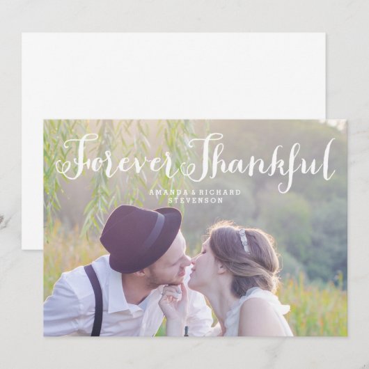 FOREVER THANKFUL SCRIPT | FOTOKAART VOOR WEDING BEDANKKAART (Voorkant / Achterkant)