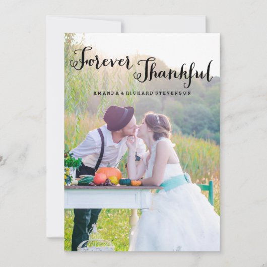 FOREVER THANKFUL SCRIPT | FOTOKAART VOOR WEDING BEDANKKAART (Voorkant)