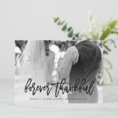 Forever Thankful | Typografie en bruiloft foto Bedankkaart (Staand voorkant)