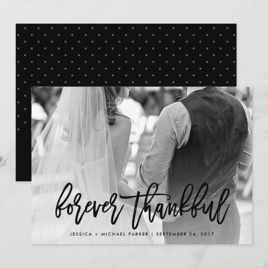 Forever Thankful | Typografie en bruiloft foto Bedankkaart (Voorkant / Achterkant)