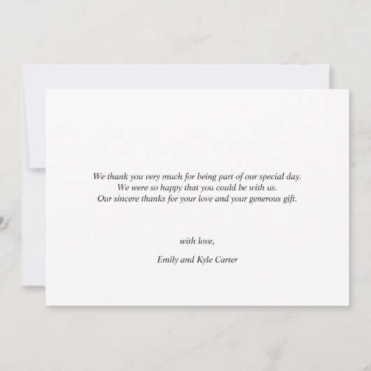 FOREVER THANKFUL White Weddenschap Bedankt FOTO Kaart (Achterkant)