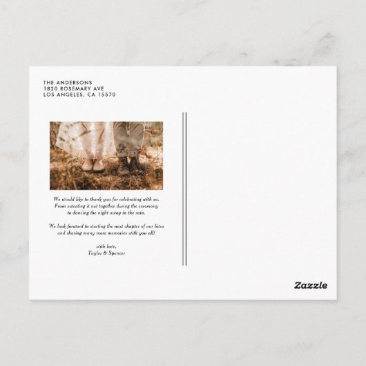 Forever Thanksgiving Elegant Script Wedding Bedank Briefkaart (Achterkant)