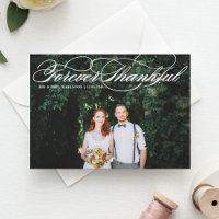 Forever Thanksgiving Elegant Script Wedding Bedank