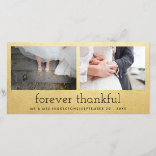 Forever Thanksgiving Faux Gold Folie Twee foto's H Bedankkaart