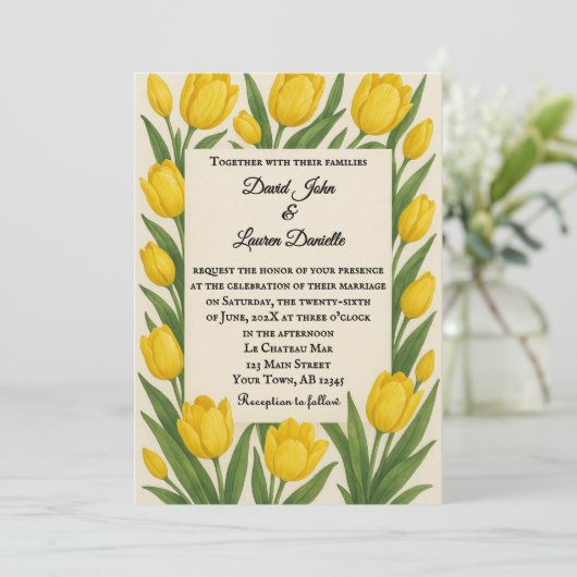 Forever Tulip Photo Wedding Invitation Kaart (Staand voorkant)